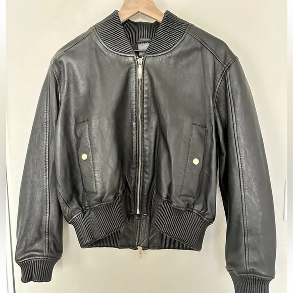 Karen Millen Vintage Washed Leather Bomber Jacket New With Tags Sold Out Online - Picture 3 of 6
